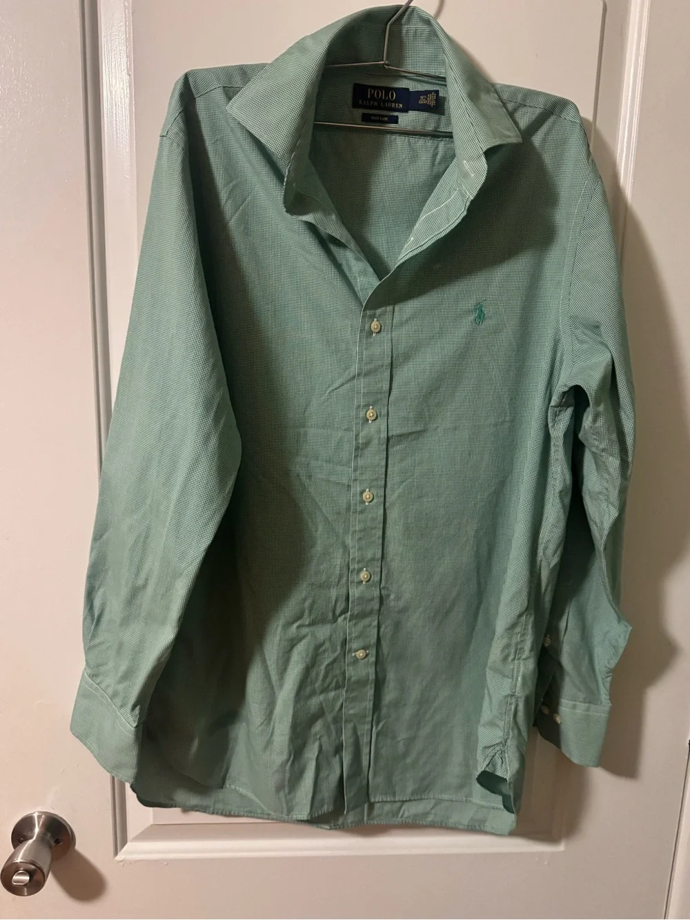 Polo Ralph Lauren Men's  Green Long Sleeve Shirt Button Up, 100% Cotton